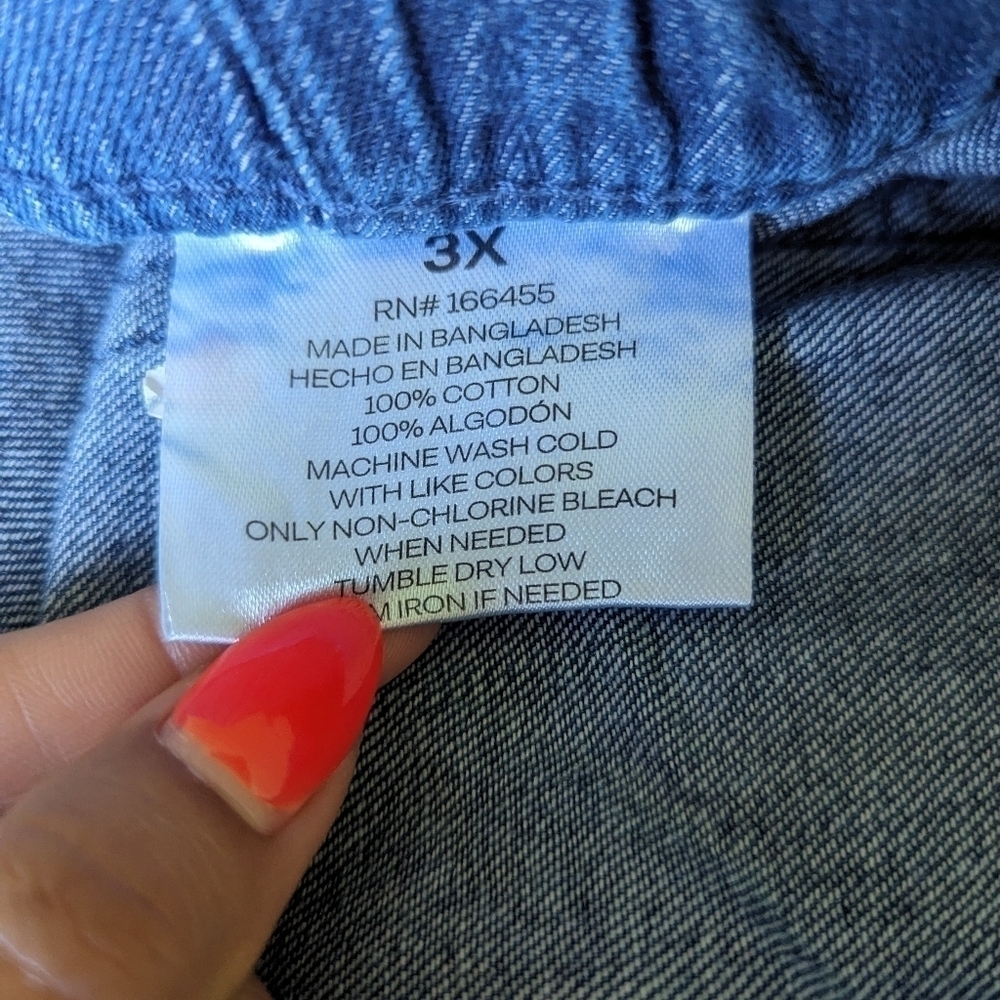 NWOT Real Essentials Blue Denim Color Pull On Shorts 3X - Picture 3 of 4